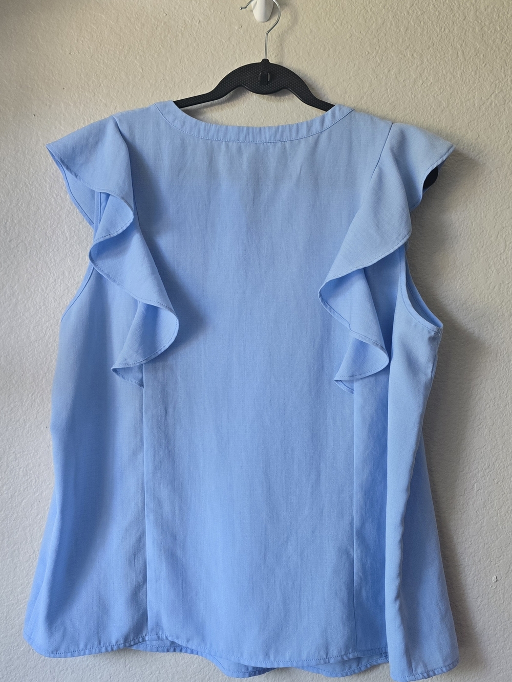 Grace Karin Sky Blue Ruffle Pintuck Sleeveless Top - Picture 3 of 4